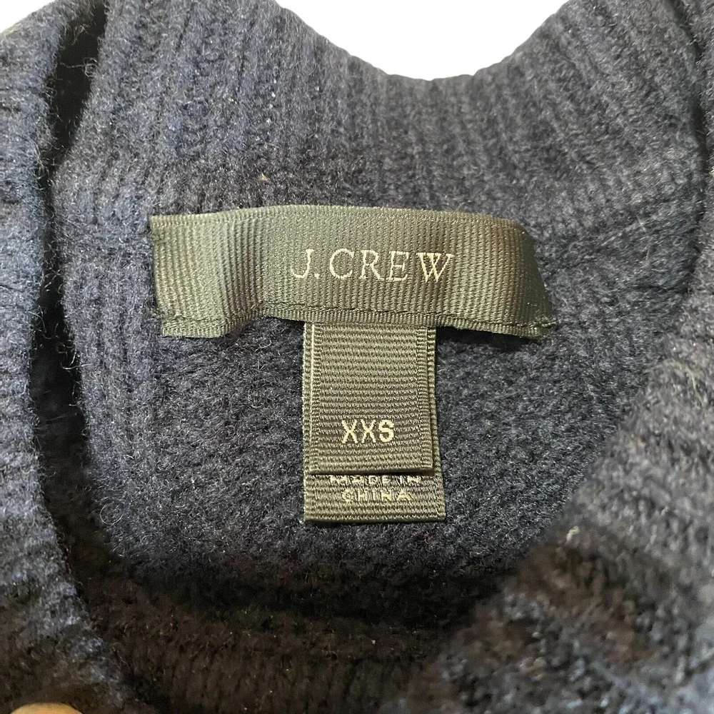 J. Crew Navy Blue Cable Knit Fisherman Sweater 100% Wool Womens Size‎ XXS